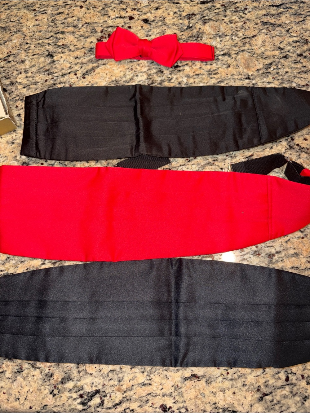 Red and Black Mens Cummerbund Set with Red Bow Tie